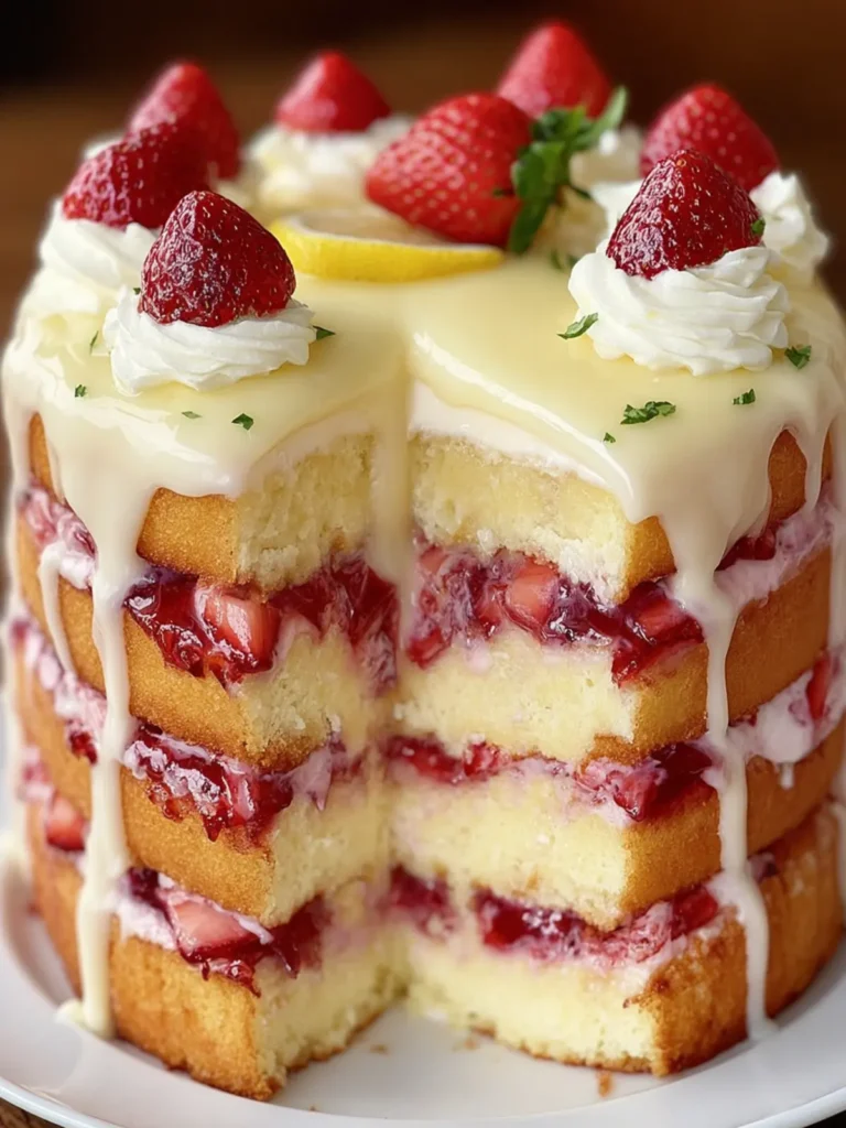 Layered Strawberry Lemon Cake Creation First Image