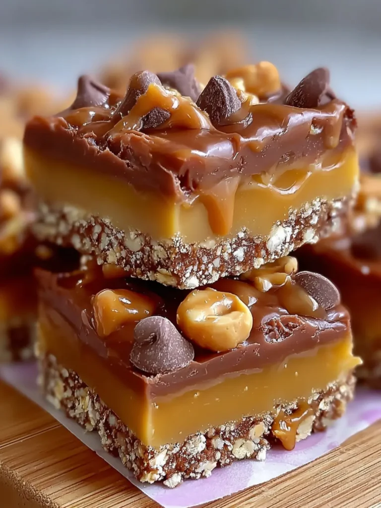 Caramel Chocolate Oat Bars Recipe First Image