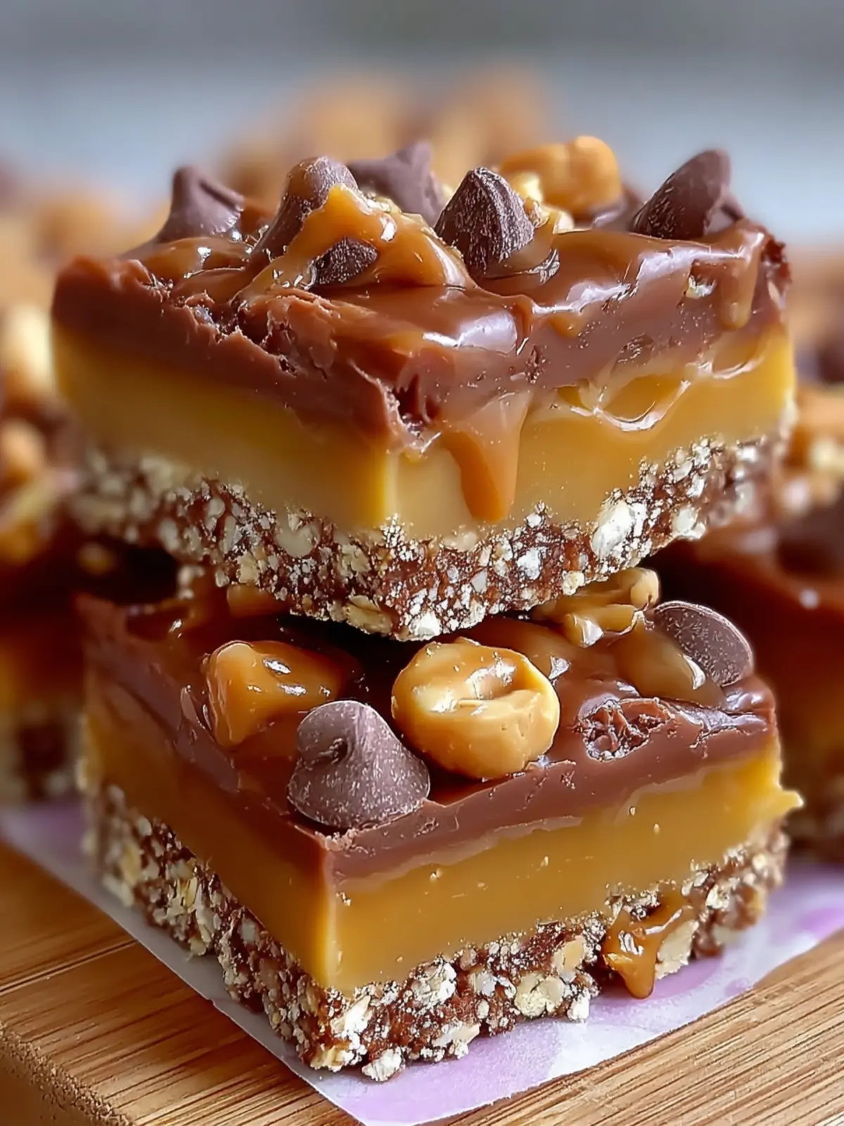 Caramel Chocolate Oat Bars Recipe First Image