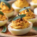 Irresistible Pumpkin Sage Deviled Eggs Recipe for Fall First Image