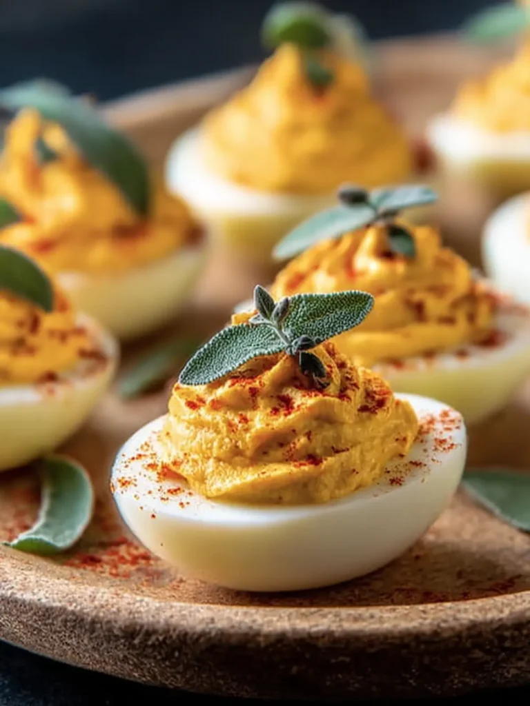 Irresistible Pumpkin Sage Deviled Eggs Recipe for Fall First Image