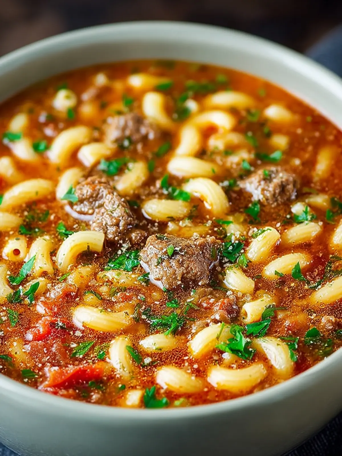 Beef and Macaroni Soup First Image