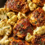 Sheet Pan Honey Garlic Baked Chicken & Cauliflower First Image