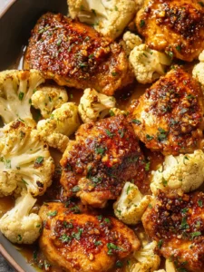 Sheet Pan Honey Garlic Baked Chicken & Cauliflower First Image