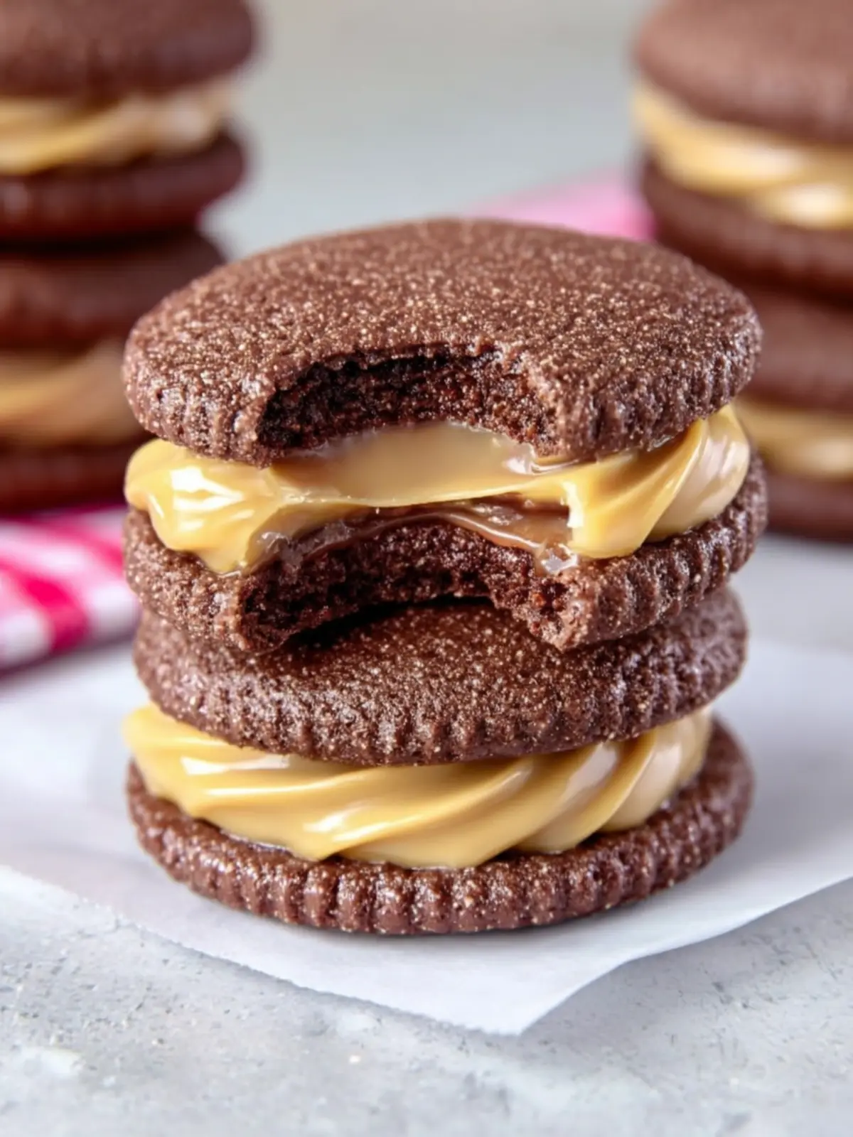 Chocolate Caramel Sandwich Cookies First Image