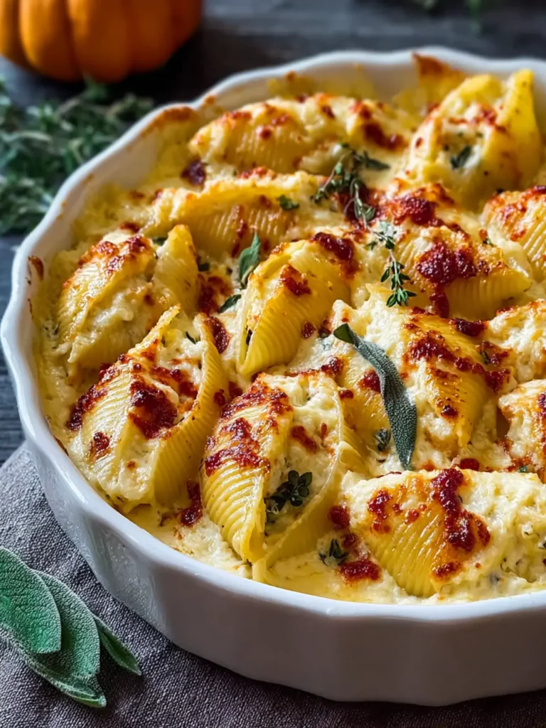 Pumpkin Gouda Stuffed Shells With Brown Butter Sage Alfredo Sauce First Image