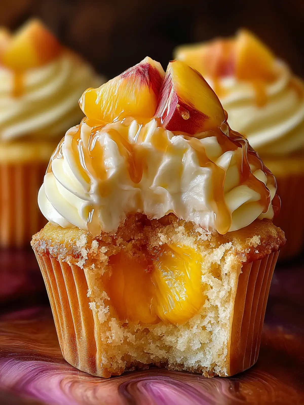 Honey Peach Cream Cheese Cupcakes First Image