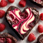 Decadent Heart Shaped Brownies with Raspberry Swirl First Image