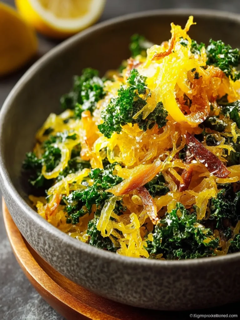 Caramelized Lemon Shredded Squash and Kale Salad First Image