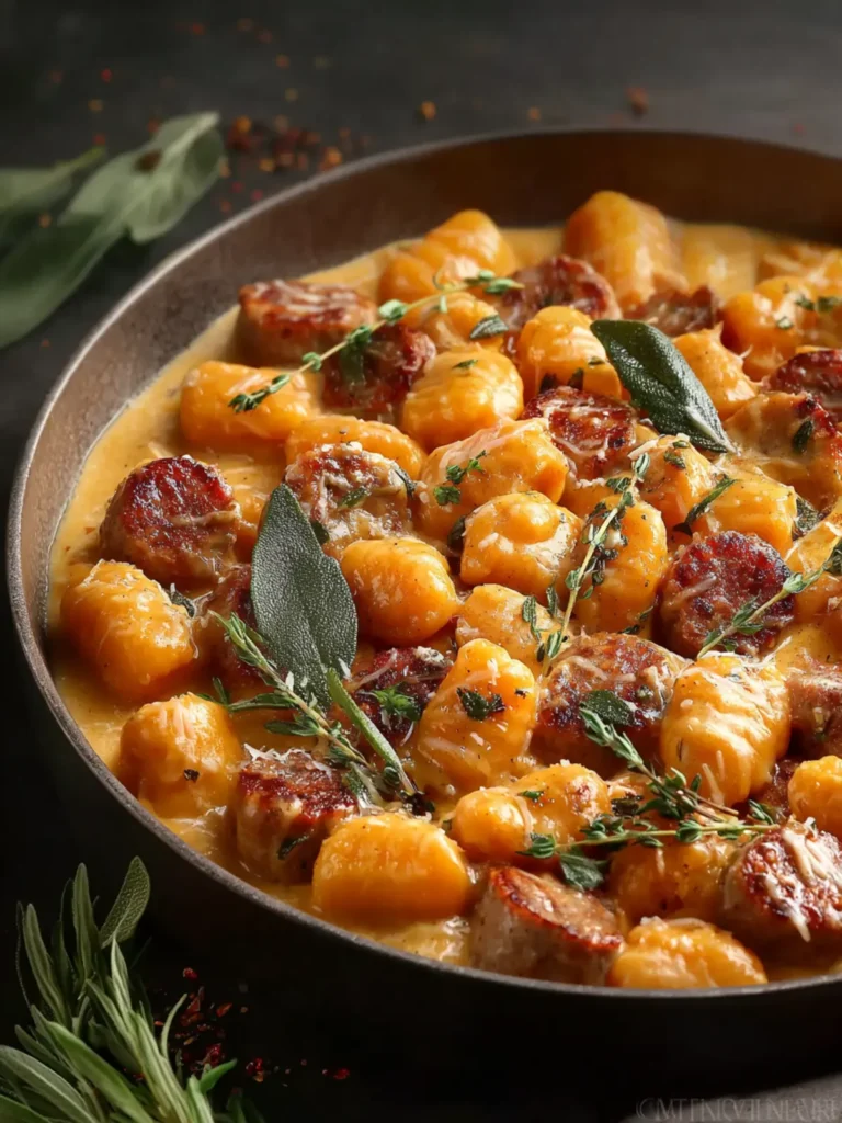 Creamy Butternut Squash Gnocchi with Sausage, Thyme, and Sage First Image