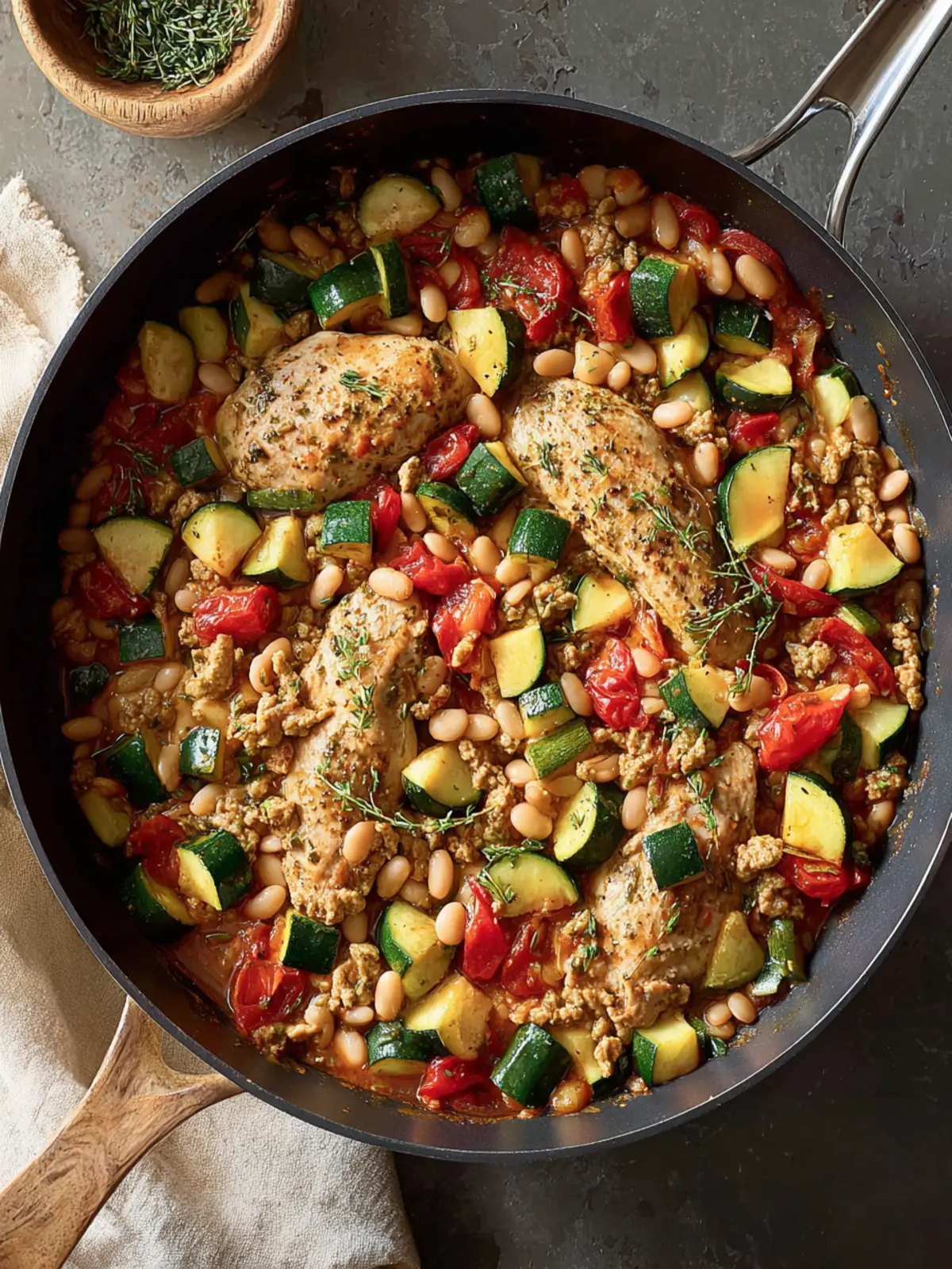 One-Pan Turkey Skillet with Zucchini and White Beans First Image