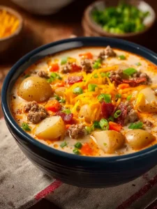 Cheeseburger Soup with Baby Potatoes First Image