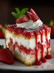 Strawberries and Cream Cheesecake Cake First Image