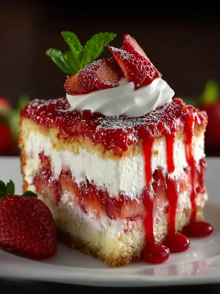 Strawberries and Cream Cheesecake Cake First Image