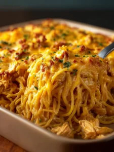 cheesy chicken spaghetti casserole First Image