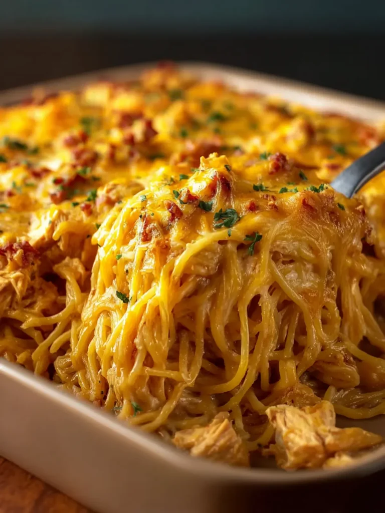 cheesy chicken spaghetti casserole First Image
